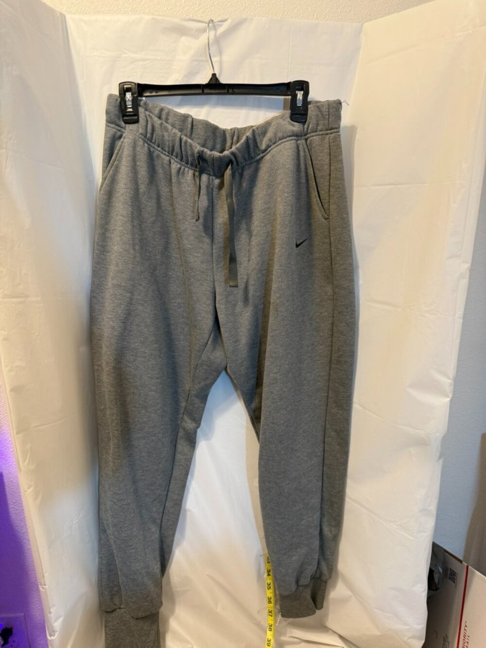 Nike Grey Dri-FIT Fleece Training Joggers Large